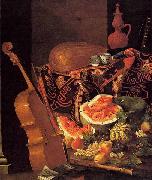 Cristoforo Munari Still-Life with Musical Instruments and Fruit oil painting reproduction
